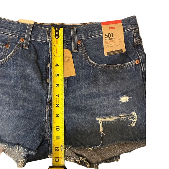 Levi’s 501 Original Shorts Denim Distressed Raw Hem W30 High Rise - Picture 11 of 14